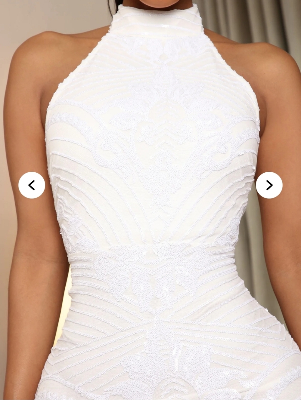 Fashion NOVA Luxe Feeling Sequin Gown - Sleeveless - White - Picture 4 of 16